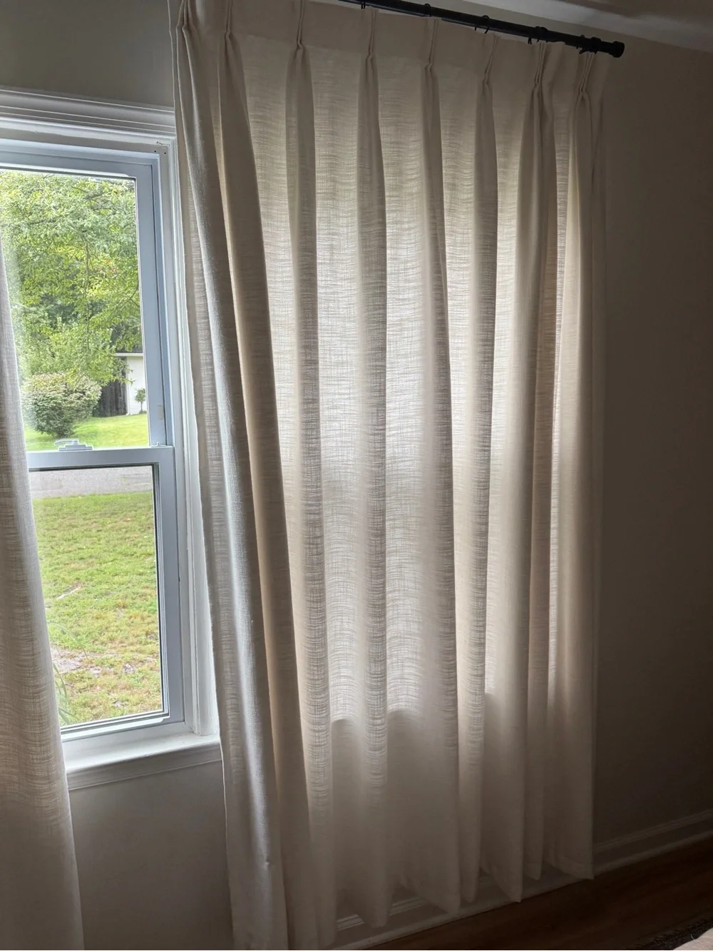 Two Pages Cream Pleated Curtain Panel - Elegant Window Drapery